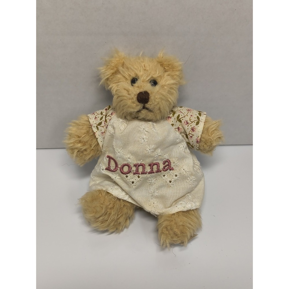 Vintage Keychain Teddy Bear In Dress "Donna" Stuffed Animal Plush Retro Y2K